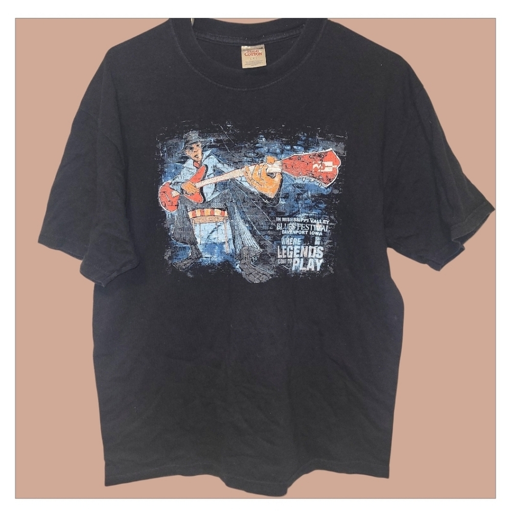 6/30 Mississippi Valley Blues Festival Graphic Tee Vintage Style L